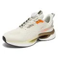 Men's breathable mesh running shoes with rotary buckle and cushioned soles in white - 39 / Beige