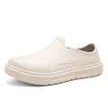 Waterproof cream EVA chef work shoes with slip-resistant thick sole in 45-degree view - EU 39 / Beige