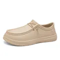 Men's lightweight beige slip-on casual shoes with woven texture and non-slip thick sole - EU 40 / Khaki