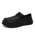 Men's lightweight black casual slip-on shoes with honeycomb texture and non-slip sole - EU 40 / Black