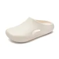 Men's oversized cream clog slippers with breathable side holes and thick anti-slip EVA sole - EU 40 / Beige
