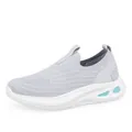 Light gray breathable mesh walking shoe with slip-on design and thick white sole - EU 35 / Light Gray Women