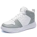 Herren High-Top Sneaker in Weiß und Hellgrau aus Kunstleder mit dicker Gummisohle für Freizeit - EU 39 / Off-White Grau