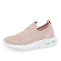 Breathable pink knitted slip-on sneakers with mint green cushioning sole for women - EU 35 / Pink Women