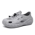 Light gray EVA foam beach shoes with breathable holes and black bungee laces - EU 40 / Gray