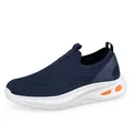 Chaussures de marche respirantes bleu foncé avec semelle plateforme blanche et accents orange - EU 35 / Bleu Marine (Hommes)