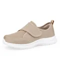 Beigefarbene, atmungsaktive Mesh-Walkingschuhe für Senioren mit Klettverschluss - EU 36 / Khaki