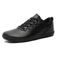 Men's minimalist black leather lace-up loafers with ultra-thin rubber soles - 36 / Black
