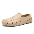 Men's breathable khaki slip-on loafers in lightweight EVA foam with hollow out design - EU 39 / Khaki