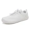 Breathable wide-toe barefoot sneakers in pure white with elastic toggle laces - 36 / White
