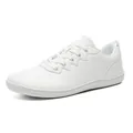 Classic white low-top casual sneaker in premium synthetic leather with lace-up design - 38 / White