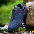 Men's dark blue outdoor trekking sandals with quick-dry mesh and non-slip rubber sole - 35 / Dark Blue Red