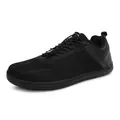 Men's black barefoot athletic shoes with breathable mesh and adjustable drawstring laces - 36 / Black