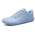 Light blue wide-fit casual sneakers with matte finish and lace-up closure for men - 36 / Light Blue