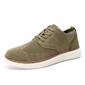 Chaussure décontractée olive en maille respirante avec détails richelieu et semelle blanche - 40 / Kaki