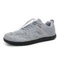 Grey minimalist wide-toe barefoot sneakers with knit upper and elastic toggle laces - 36 / Gray