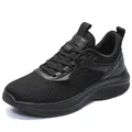All-black breathable mesh running shoes with JGAK logo and shock-absorbing soles - 39 / Black