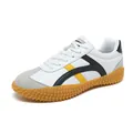 Zapatillas de cuero blanco y gamuza gris con suela de goma antideslizante - EU 38 / Blanco