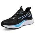 Ademende hardloopschoenen voor heren in zwart-blauw met lichte dempende zool en mesh - EU 39 / Zwart