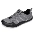 Breathable gray and black mesh outdoor sports water shoes with quick-toggle laces - 38 / Gray