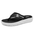 Men's stylish flip-flops in black and white with thick non-slip soles and Fashion text - EU 40 / Black