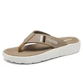 Men's khaki flip-flops with thick white platform sole and fashion strap detail - EU 40 / Khaki