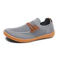 Men's breathable gray mesh slip-on shoes with orange rubber sole for outdoor summer wear - EU 35 / Gray
