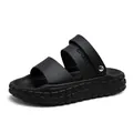 Men's platform slide in black with lychee texture and thick non-slip tire sole - EU 40 / Black