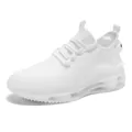 Lightweight white breathable mesh sports sneakers with cushioned thick sole for daily running - 36 / White