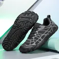 Breathable black and grey knit sports shoes with anti-slip rubber soles for outdoor activities - 36 / Black