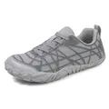 Grey breathable mesh barefoot sneakers for men and women with rubber sole, 45-degree view - EU 36 / Gray