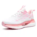Lichtgewicht hardloopschoenen van wit en roze mesh met gedempte dikke zool dames - EU 36 / Wit Roze