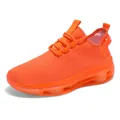 Bright orange breathable mesh running shoes with thick translucent air cushion sole - 36 / Orange