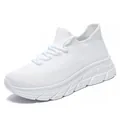 Baskets en maille blanche pour homme avec semelle épaisse légère et design chaussette respirante - 36 / Tout Blanc