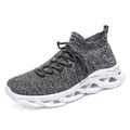 Men's breathable flyknit running shoes in grey and white with shock-absorbing blade soles - EU 36 / Khaki
