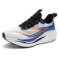 Witte ademende mesh hardloopschoenen met kleurrijke retro trend strepen voor heren en dames - EU 36 / Witblauw