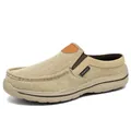 Mocassins pour hommes en toile kaki avec semelle épaisse et détail logo Classic - 40 / Style 8819 (Khaki)