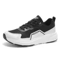 Men's wide-fit mesh sports shoes in black and white colorway with thick wave sole - EU 36 / Black and White