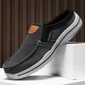 Dark grey canvas loafer mule with slip-on design and thick white rubber sole - EU 39 / Black