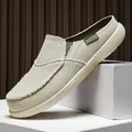 Casual heren canvas muiltjes in beige-khaki met duurzame dikke witte rubberen zool - EU 39 / Beige