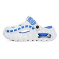 White anti-slip garden clogs with blue cushioning sole and adjustable heel strap - Size 44-45 / Air Cushion Shock Style / White & Blue Style (661-1 White Blue)