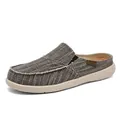 Men's casual grey canvas mule sneakers with thick beige sole and slip-on design - EU 39 / Khaki