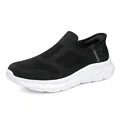 Men's slip-on breathable knit walking shoes with cushioned white sole and fashion detail - EU 40 / Black
