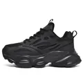 All-black chunky sneaker for men featuring breathable mesh and thick platform sole - EU 39 / Black