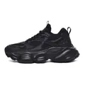 All-black lightweight chunky platform sneakers for men with breathable mesh and shock absorption - EU 38 / Black