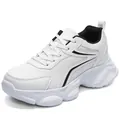 Men's lightweight white athletic running sneakers with thick cushioning sole for sports - EU 39 / White