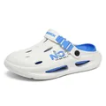 White and blue athletic summer clogs with breathable holes and SPORT UP print - 38-39 / White Blue