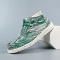 Mocassin en toile tissée blanc et vert avec lacets vert lime et semelle épaisse tachetée - EU 36 / Vert