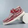 Mocassins en tricot rouge et gris avec semelle mouchetée blanche et lacets rouges - EU 36 / Rouge