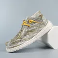 Mocassins pour hommes en tricot gris avec lacets jaunes et semelles mouchetées - EU 36 / Jaune